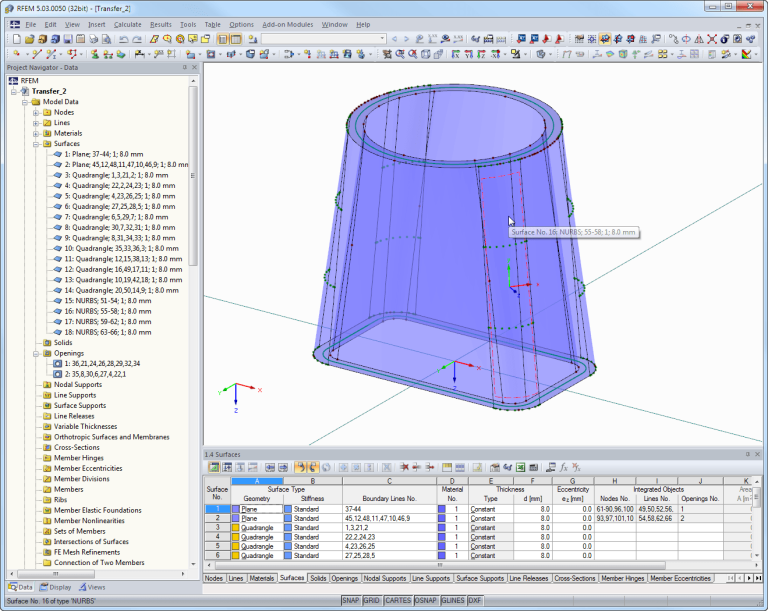 created in STEP format and further analyzed in RFEM
