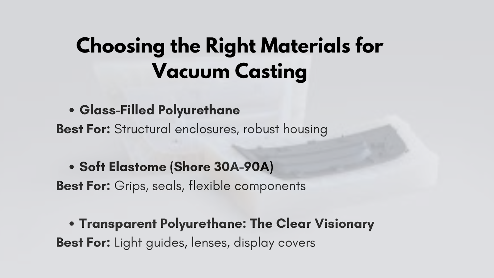 right material for vacuum casting